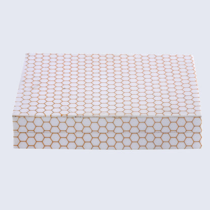 Decorative Box Hive Honey Pattern Resin Inlay Collection 8 x 6 x 1.5 inch