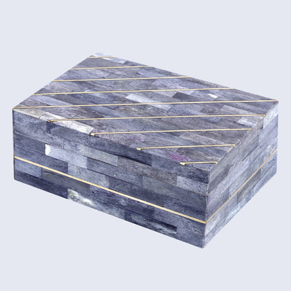 Decorative Box Aegean Coral Pattern Bone Inlay & Brass Collection in 2 Sizes