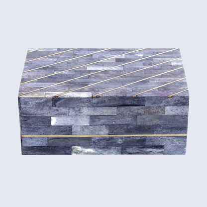 Decorative Box Aegean Coral Pattern Bone Inlay & Brass Collection in 2 Sizes