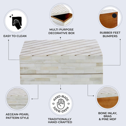Decorative Box Aegean Pearl Pattern Bone Inlay & Brass Collection in 2 Sizes