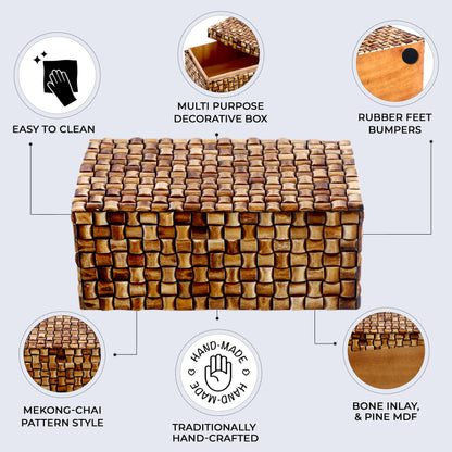 Decorative Boxes Mekong Chai Pattern Bone Inlay Collection in 2 Sizes