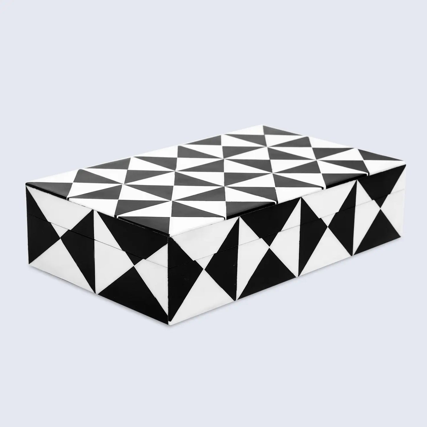 Decorative Boxes Triangle Pattern Resin Inlay Collection in 7 Sizes, Black & White