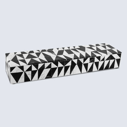 Decorative Boxes Medley Harlequin Pattern Resin Inlay Collection in 7 Sizes, Black & White