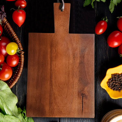 Chopping Board Centered Paddle Handle –Wood, in 16.5x10"