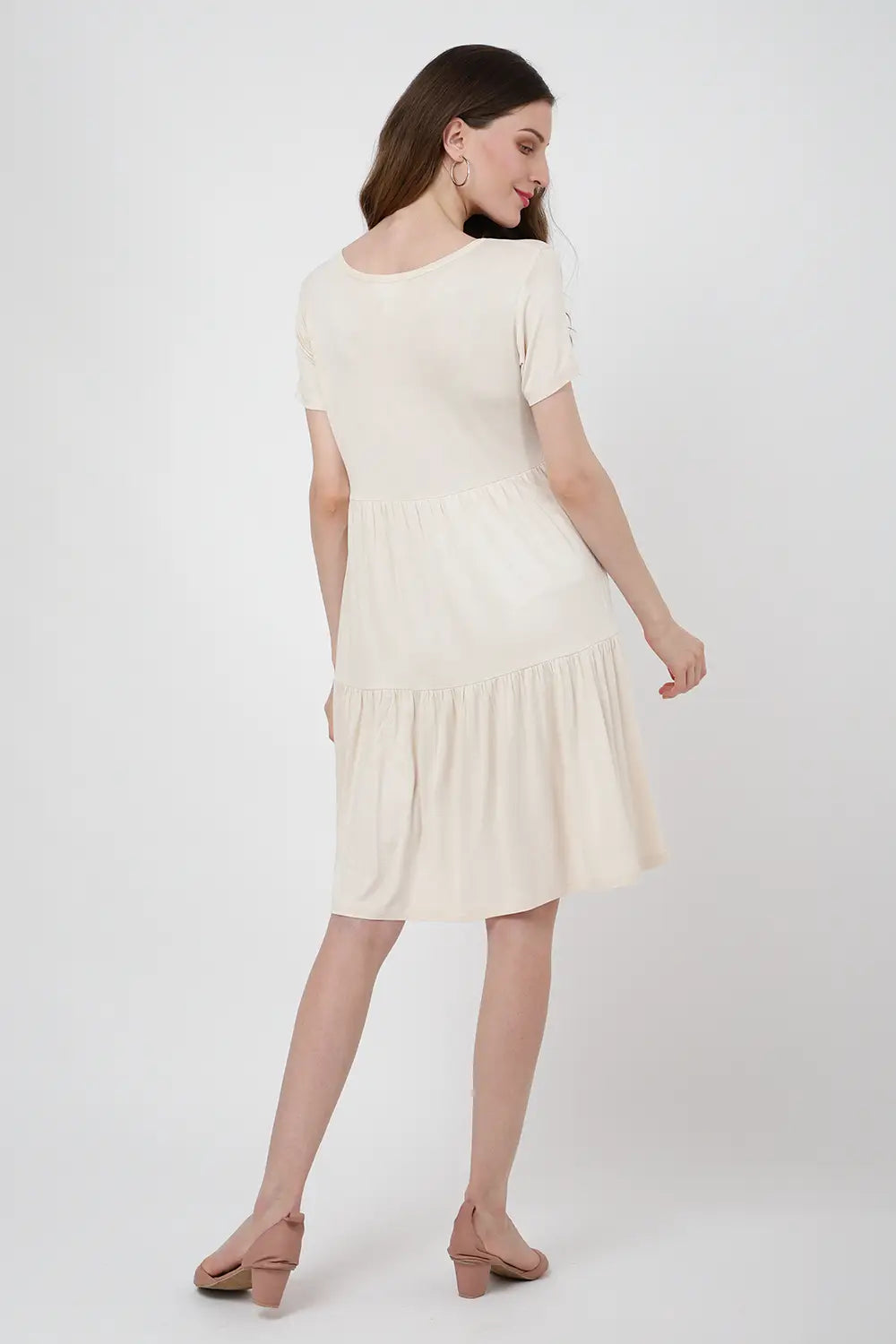 Short Sleeve Casual Tier Dress Loose Fitting Jersey Dress - Available in 5 Colors