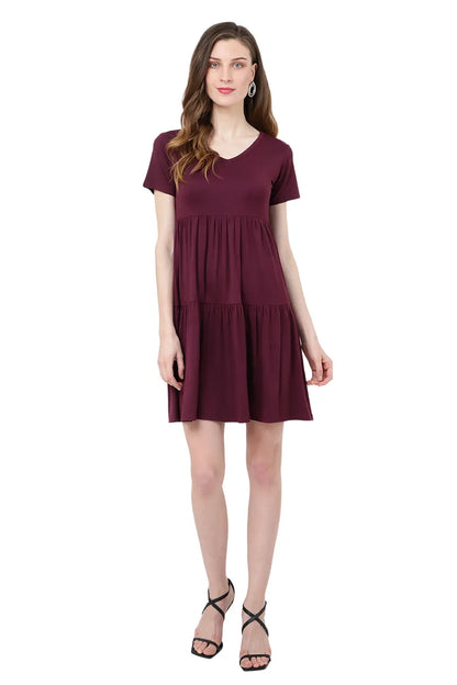 Short Sleeve Casual Tier Dress Loose Fitting Jersey Dress - Available in 5 Colors