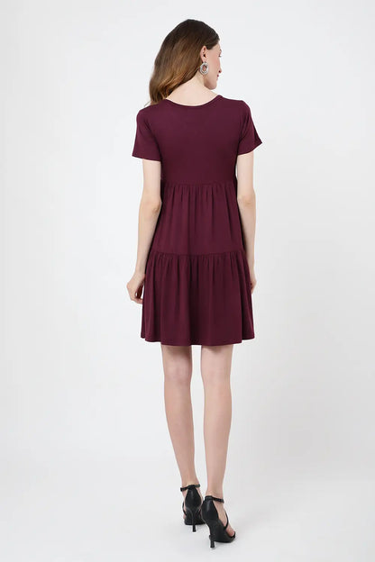 Short Sleeve Casual Tier Dress Loose Fitting Jersey Dress - Available in 5 Colors