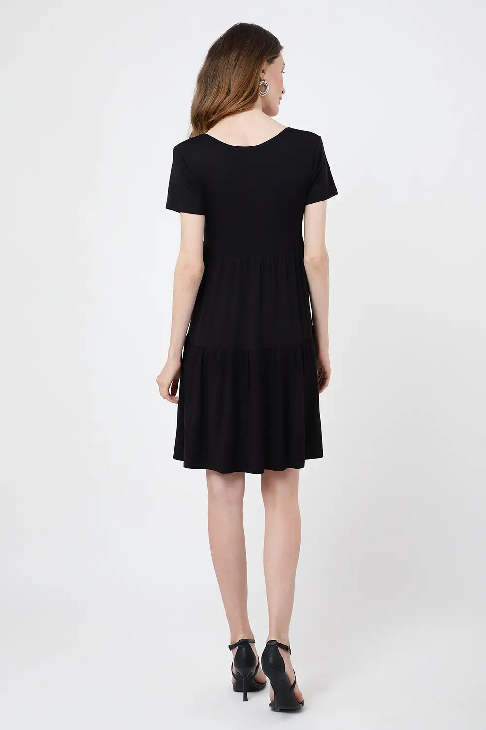 Short Sleeve Casual Tier Dress Loose Fitting Jersey Dress - Available in 5 Colors