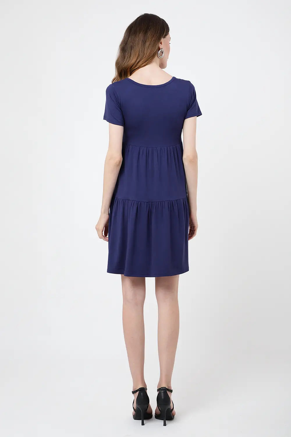 Short Sleeve Casual Tier Dress Loose Fitting Jersey Dress - Available in 5 Colors
