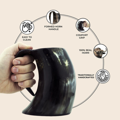 Horn Whiskey Mugs - Holds Upto 6.5 oz, Natural