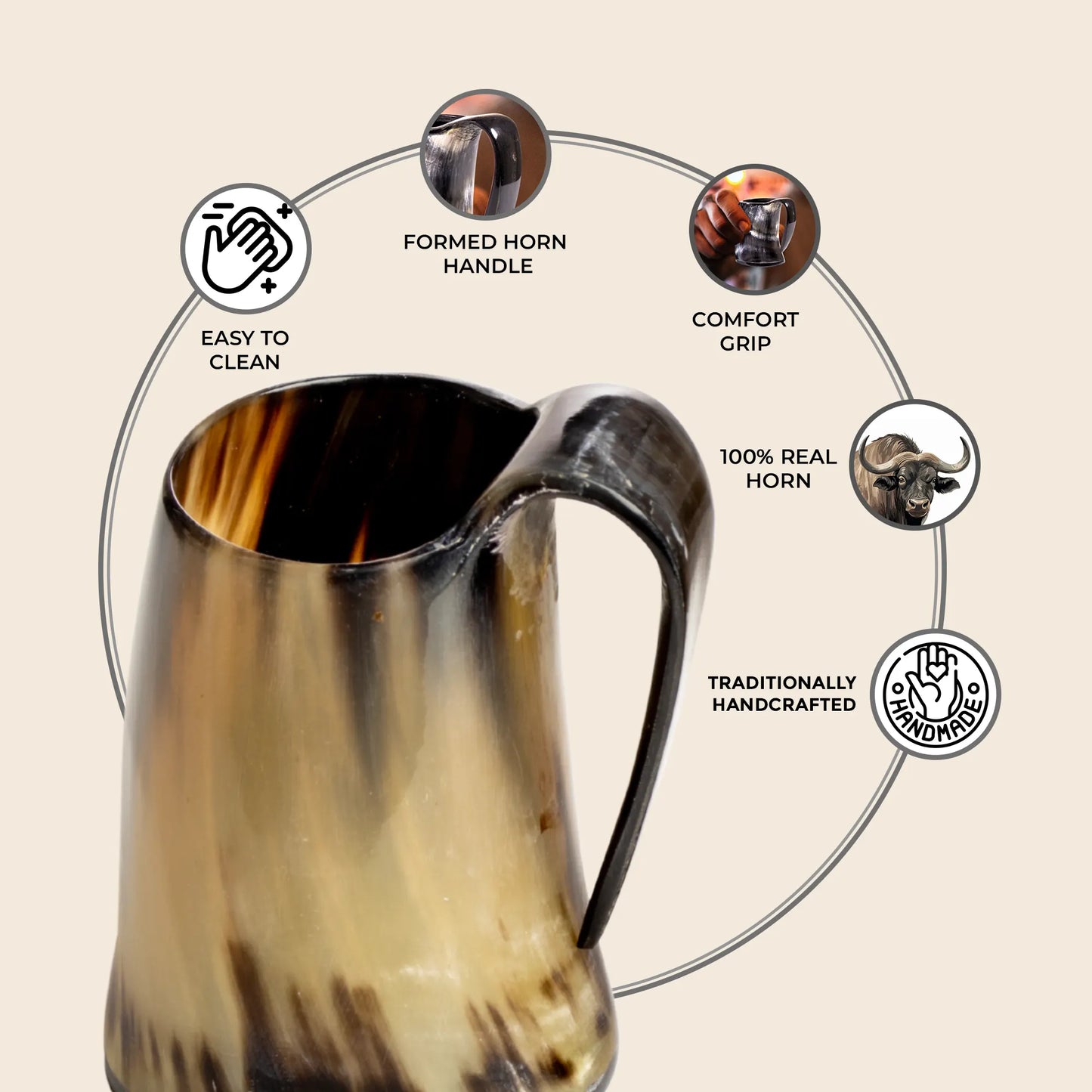 Horn Whiskey Mugs - Holds Upto 6.5 oz, Small