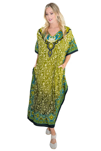 Women Long Kaftan Summer Holiday Caftan Dress in 4 Colors - S to 3XL