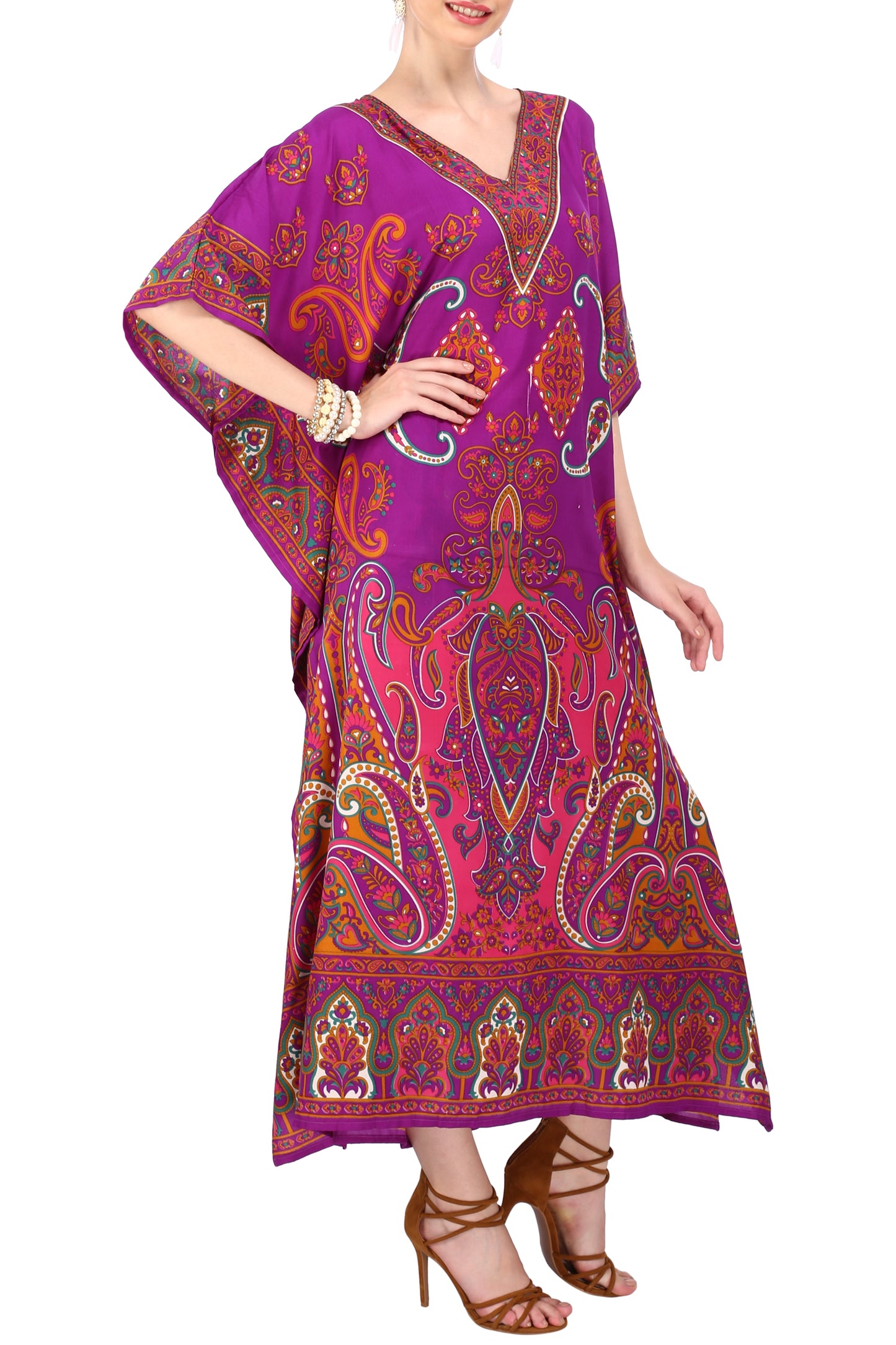 Women Long Kaftan Summer Holiday Caftan Dress in 4 Colors - S to 3XL