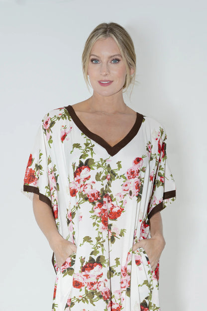 Women Long Kaftans Summer Holiday Caftan Dress Cream S-3XL