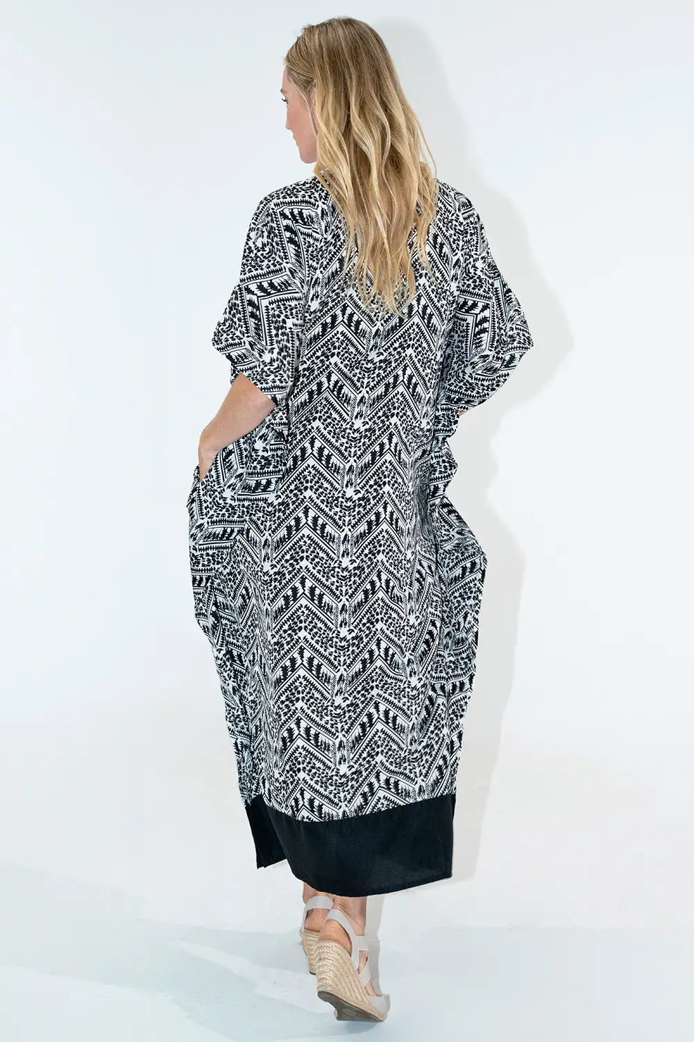 Women Long Kaftans Summer Holiday Caftan Dress Black S-3XL