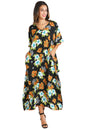 Women Long Kaftans Summer Holiday Caftan Dress Black S-3XL