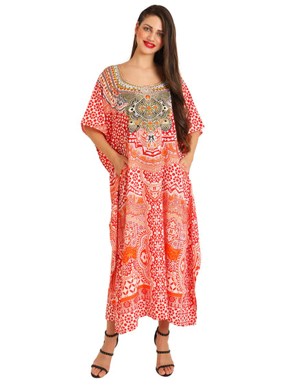 Women Long Kaftans Summer Holiday Caftan Dress 4 Colors S-3XL