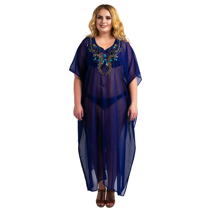 Women Long Kaftans Beach Caftan Dress 3 Colors S-3XL