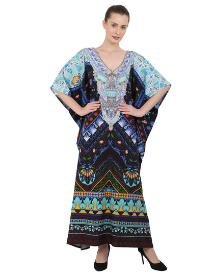 Women Long Kaftans Summer Holiday Caftan Dress Black S-3XL