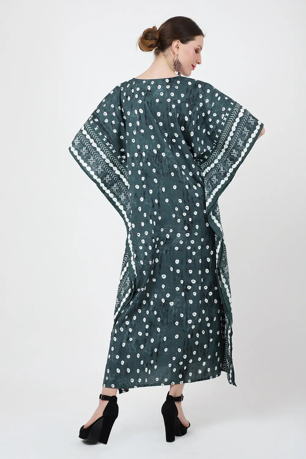 Women Long Kaftans Summer Holiday Caftan Dress Soothing Green S-3XL