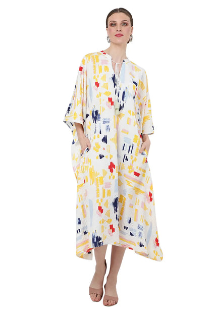 Women Midi Kaftans Summer Holiday Caftan Dress White S-3XL