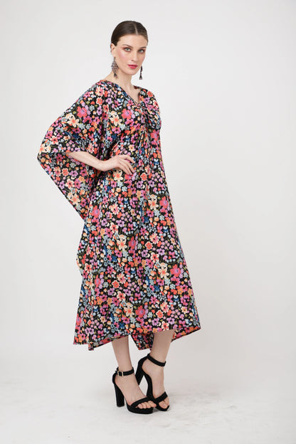 Women Midi Kaftans Summer Holiday Caftan Dress Floral S-3XL