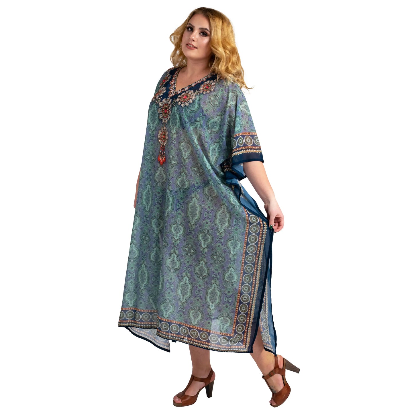 Women Long Kaftans Beach Caftan Dress 3 Colors S-3XL