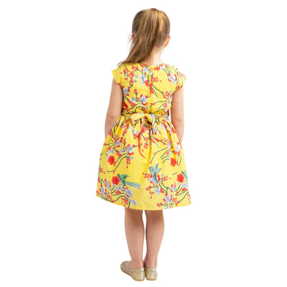 Girls Kids Vintage Style Peter Pan Collar Dresses Bird Print - Available in 3 Colors