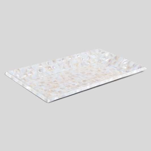 Decorative Trays Mother of Pearl Collection in 12x7 Inch, White