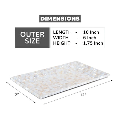 Decorative Trays Mother of Pearl Collection in 12x7 Inch, White