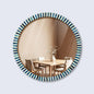 18" Round Black & White Striped Radial Pattern Wall Mirror