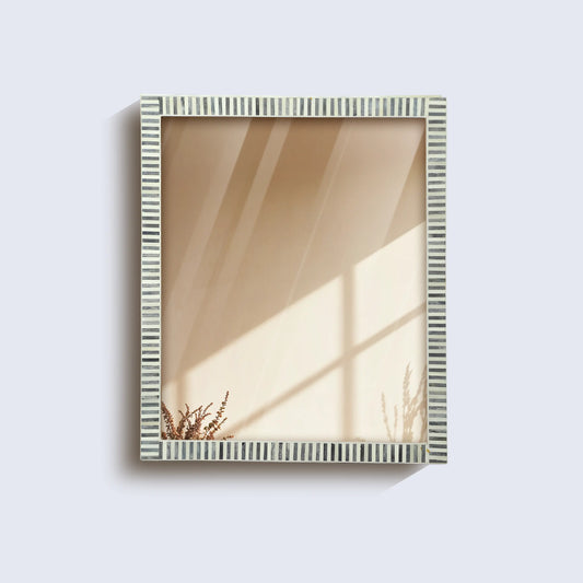 20"x24" Rectangular Mirror – Gray White Striped MDF Frame