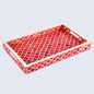 Decorative Trays Moroccan Pattern Bone & Resin Inlay Collection in 3 Sizes, Red & White