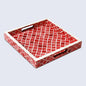 Decorative Trays Moroccan Pattern Bone & Resin Inlay Collection in 3 Sizes, Red & White