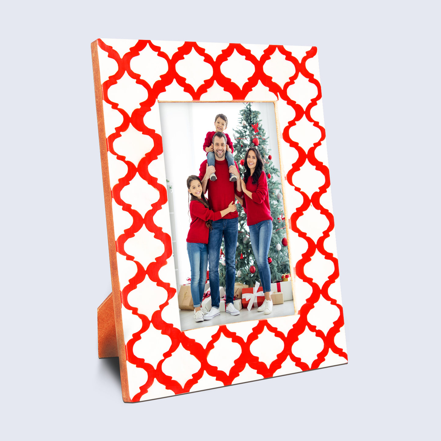 Picture Frames Moroccan Pattern Bone & Resin Inlay Collection in 2 Sizes | 1.5" Border Width | White & Red – Wholesale picture frames
