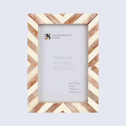 Picture Frames Chevron Pattern Bone Inlay Collection in 29 Sizes, Brown