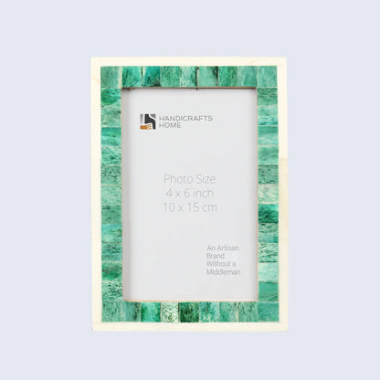 Picture Frames Mosaic Pattern Bone Inlay Collection in 3 Sizes, Green