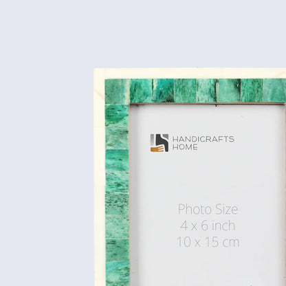 Picture Frames Mosaic Pattern Bone Inlay Collection in 3 Sizes, Green