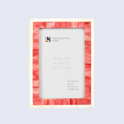 Picture Frames Mosaic Pattern Bone Inlay Collection in 3 Sizes, Red