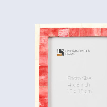 Picture Frames Mosaic Pattern Bone Inlay Collection in 3 Sizes, Red