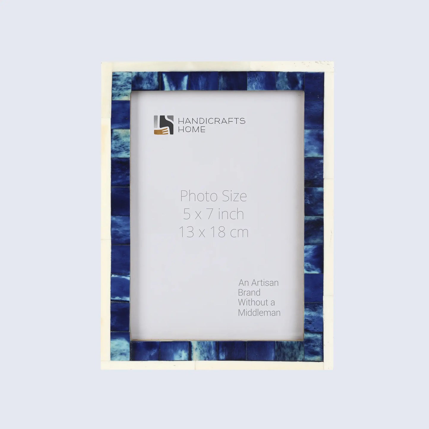 Picture Frames Mosaic Pattern Bone Inlay Collection in 3 Sizes, Blue