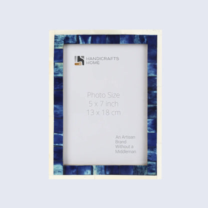 Picture Frames Mosaic Pattern Bone Inlay Collection in 3 Sizes, Blue