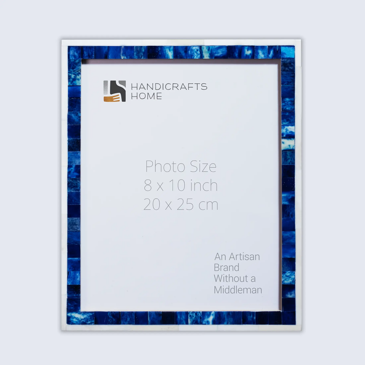 Picture Frames Mosaic Pattern Bone Inlay Collection in 3 Sizes, Blue
