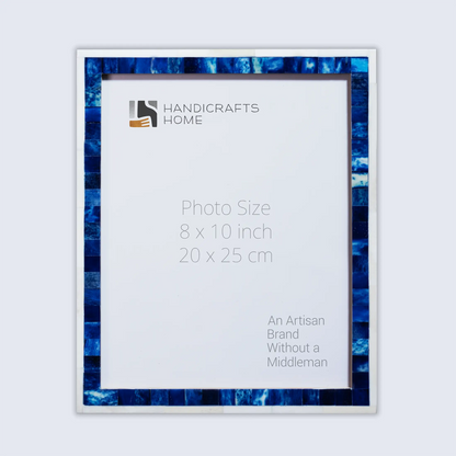Picture Frames Mosaic Pattern Bone Inlay Collection in 3 Sizes, Blue