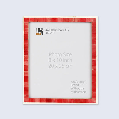 Picture Frames Mosaic Pattern Bone Inlay Collection in 3 Sizes, Red
