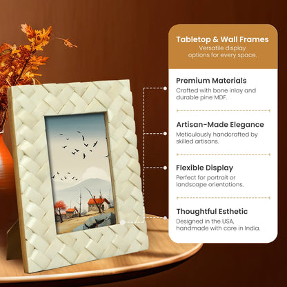 White Bone Inlay Braided Pattern Frame 4x6 & 5x7 – Wholesale picture frames