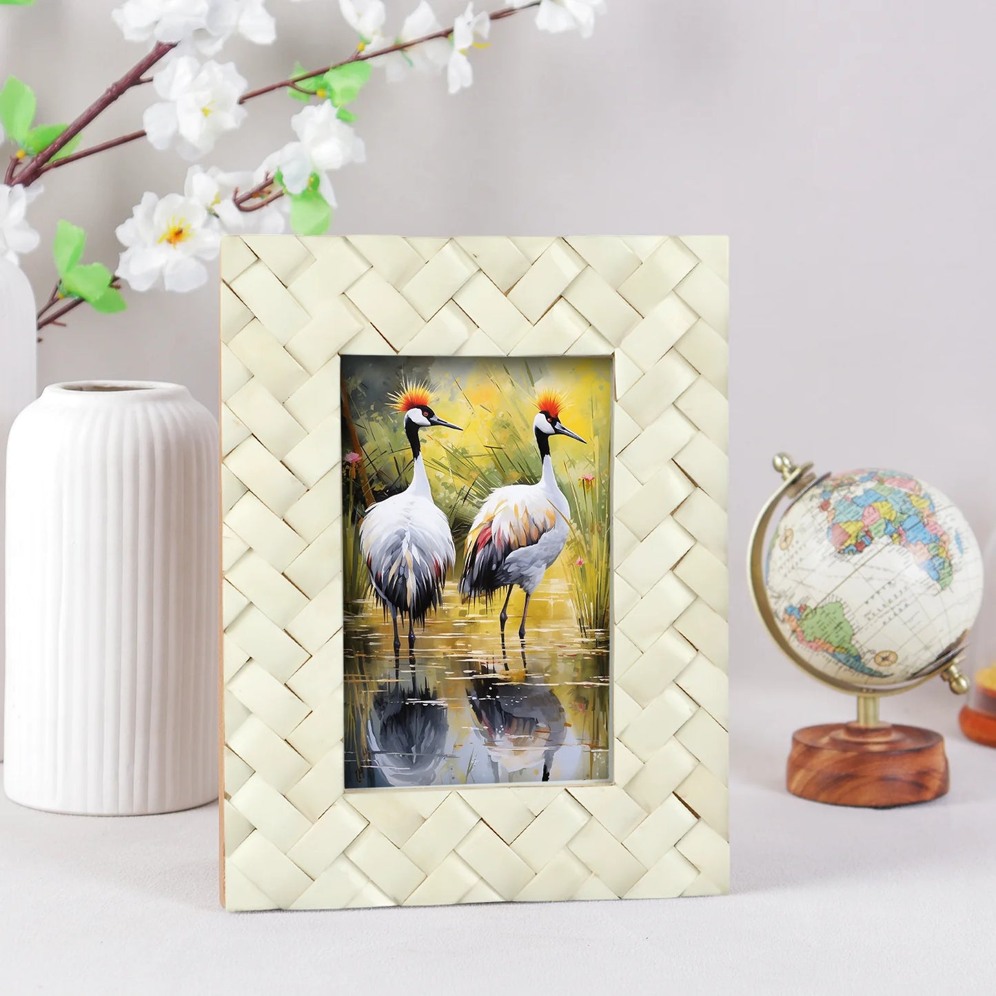 White Bone Inlay Braided Pattern Frame 4x6 & 5x7 – Wholesale picture frames