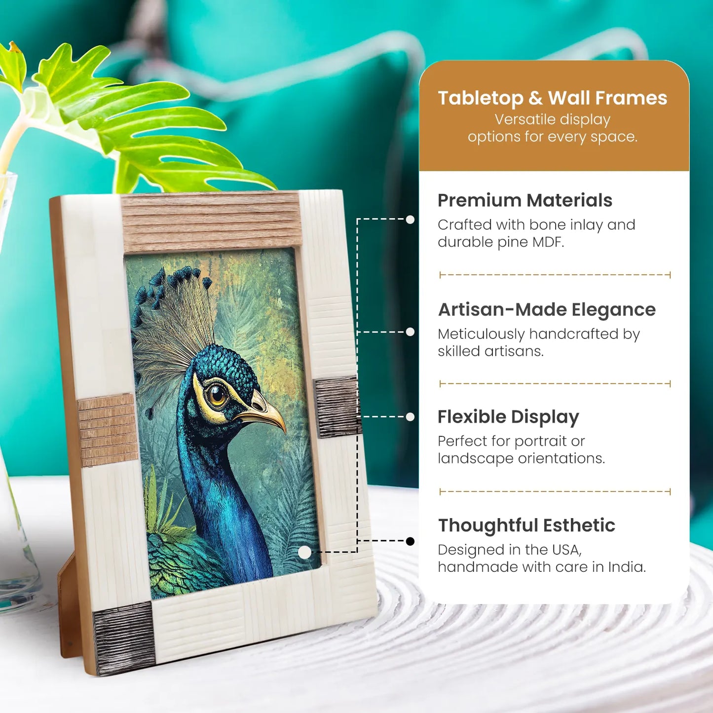 Horn, Wood & Bone Inlay Handmade Neutral Picture Frames - 4x6, 5x7 – Wholesale picture frames