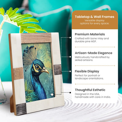 Horn, Wood & Bone Inlay Handmade Neutral Picture Frames - 4x6, 5x7 – Wholesale picture frames