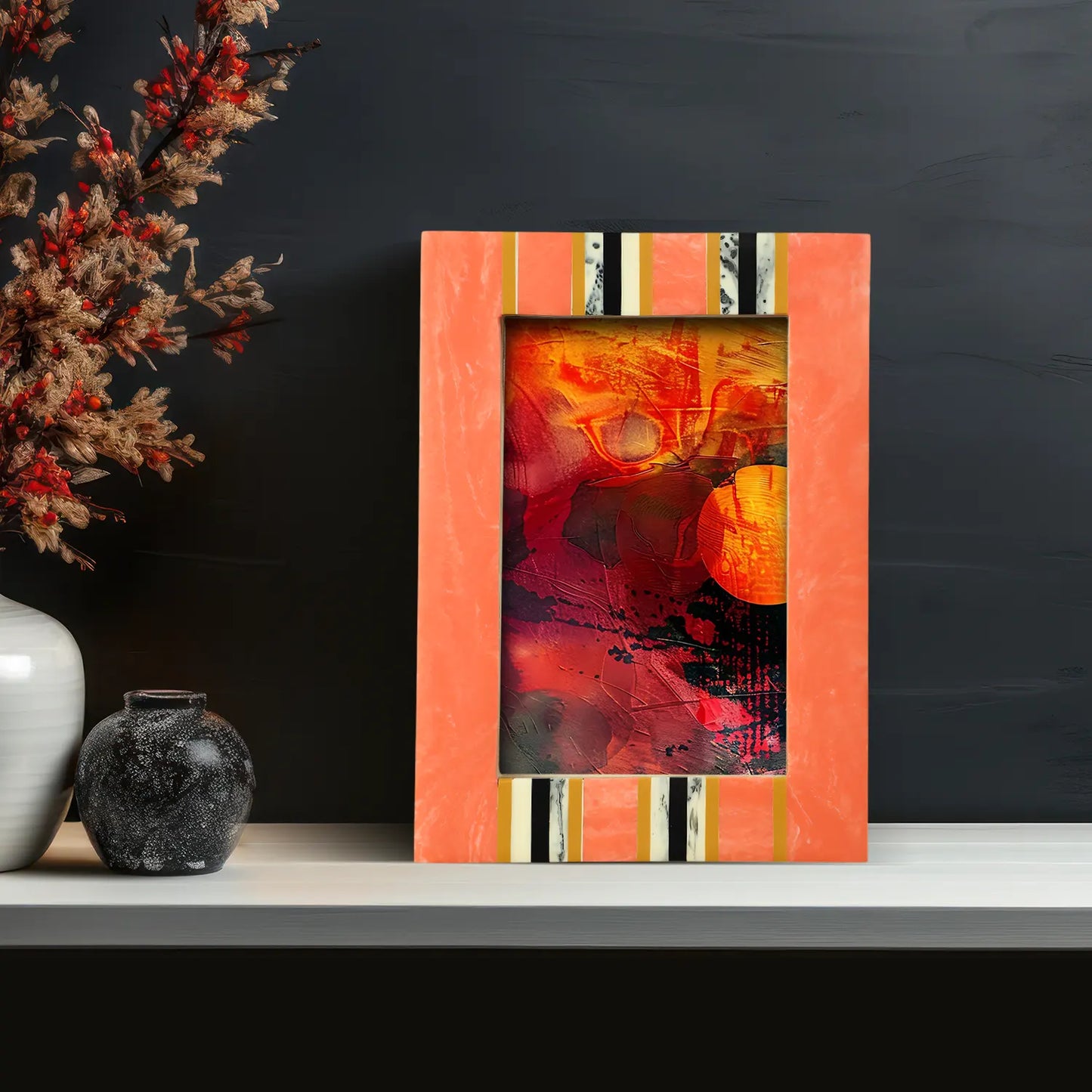 Peach Resin Inlay Picture Frame- Ink Marble Design in 4x6 & 5x7 – Wholesale picture frames